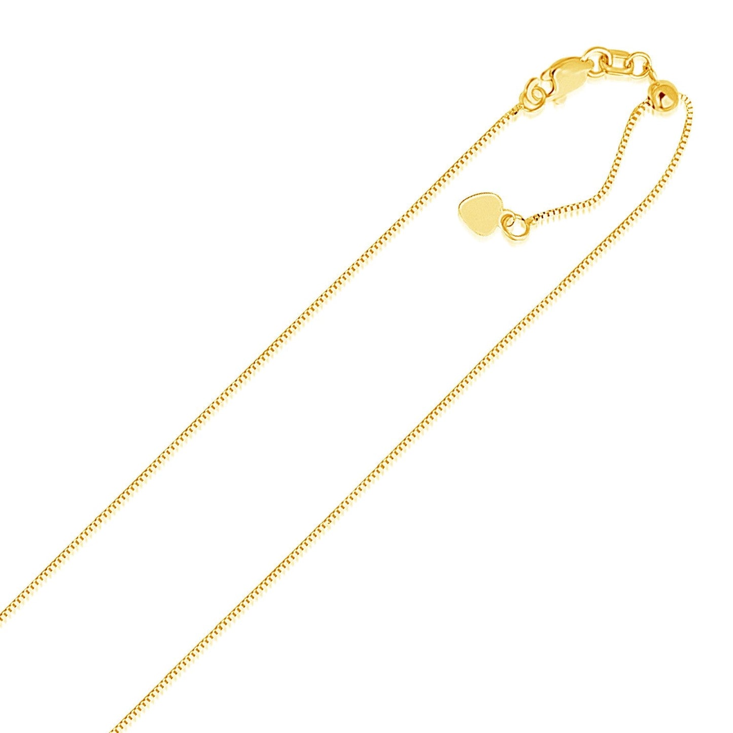 14k Yellow Gold Adjustable Box Chain 0.7mm by Avera Group