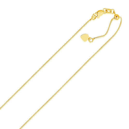 14k Yellow Gold Adjustable Box Chain 0.7mm by Avera Group