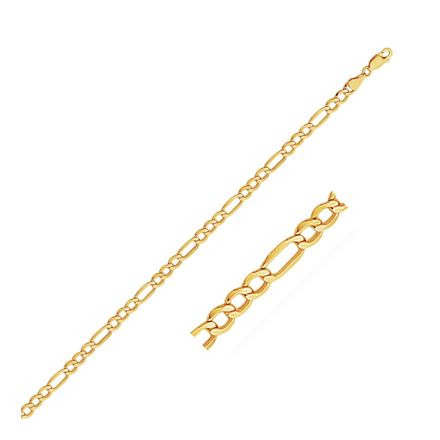 4.6mm 14k Yellow Gold Lite Figaro Bracelet by Avera Group