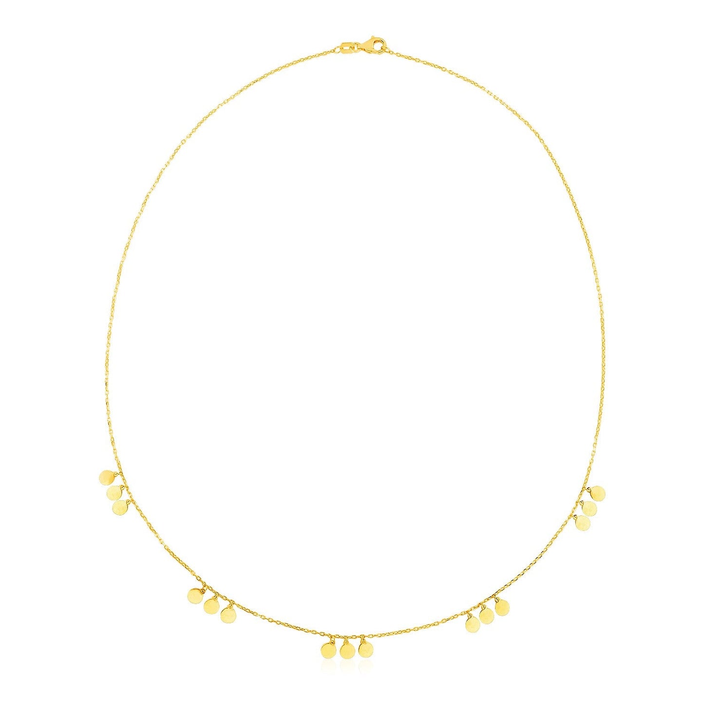 14k Yellow Gold Necklace with Circle Dangle Stations by Avera Group