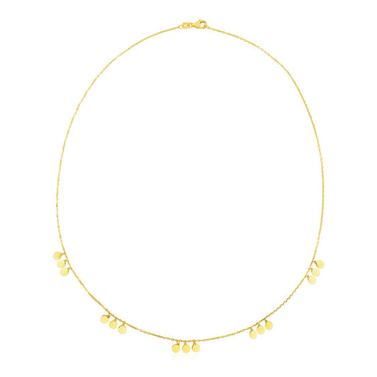 14k Yellow Gold Necklace with Circle Dangle Stations by Avera Group