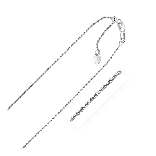 10k White Gold Adjustable Rope Chain 1.0mm by Avera Group