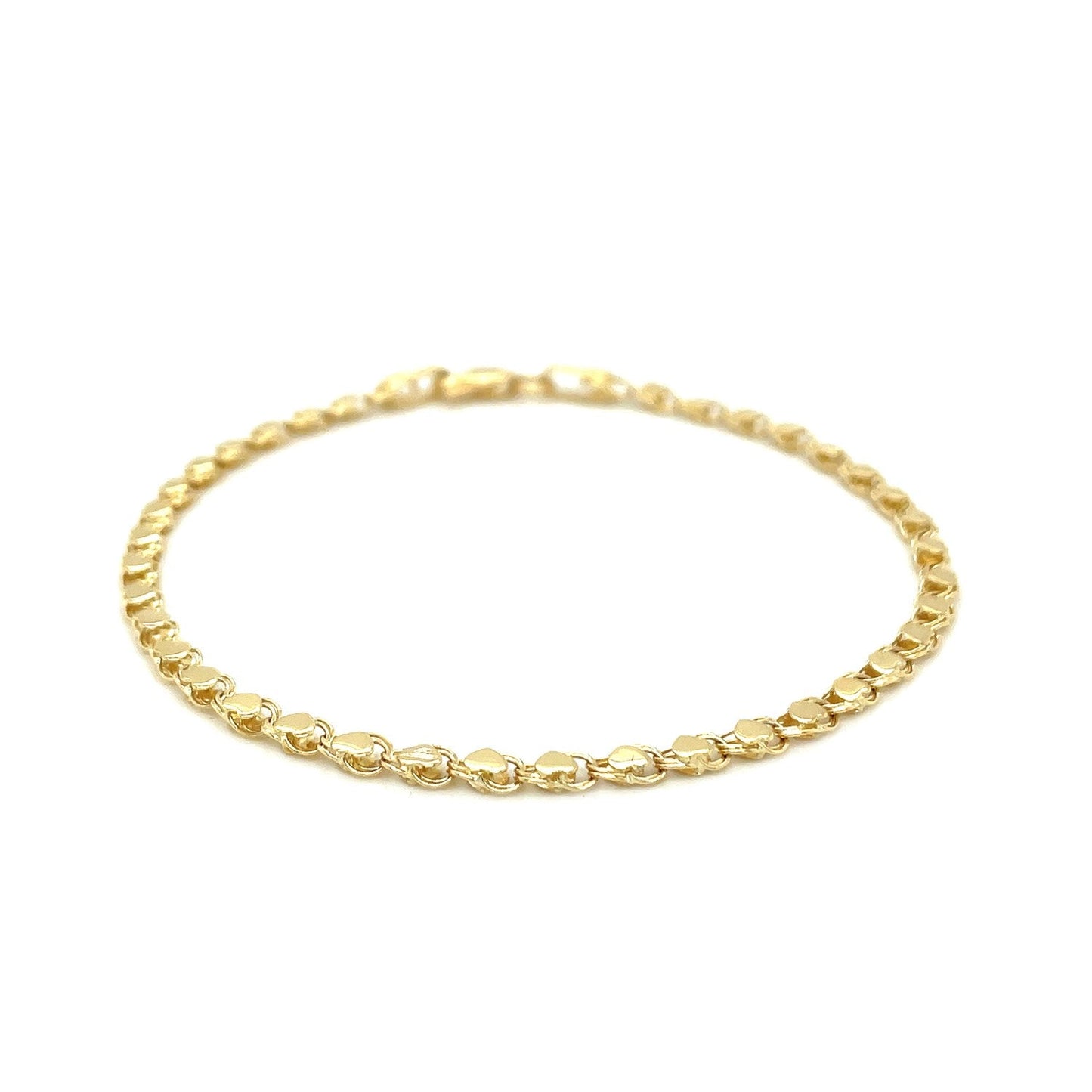 14k Yellow Gold Heart Bracelet (3.00 mm) by Avera Group