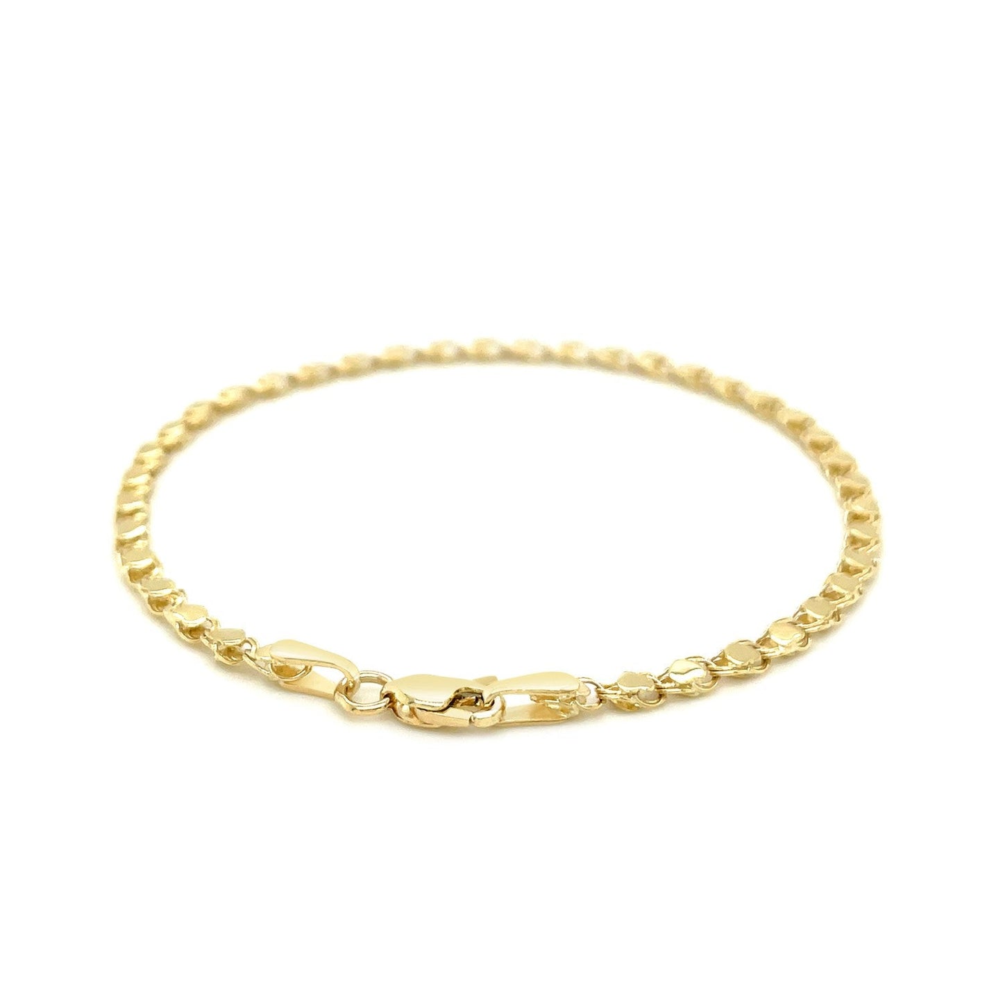 14k Yellow Gold Heart Bracelet (3.00 mm) by Avera Group