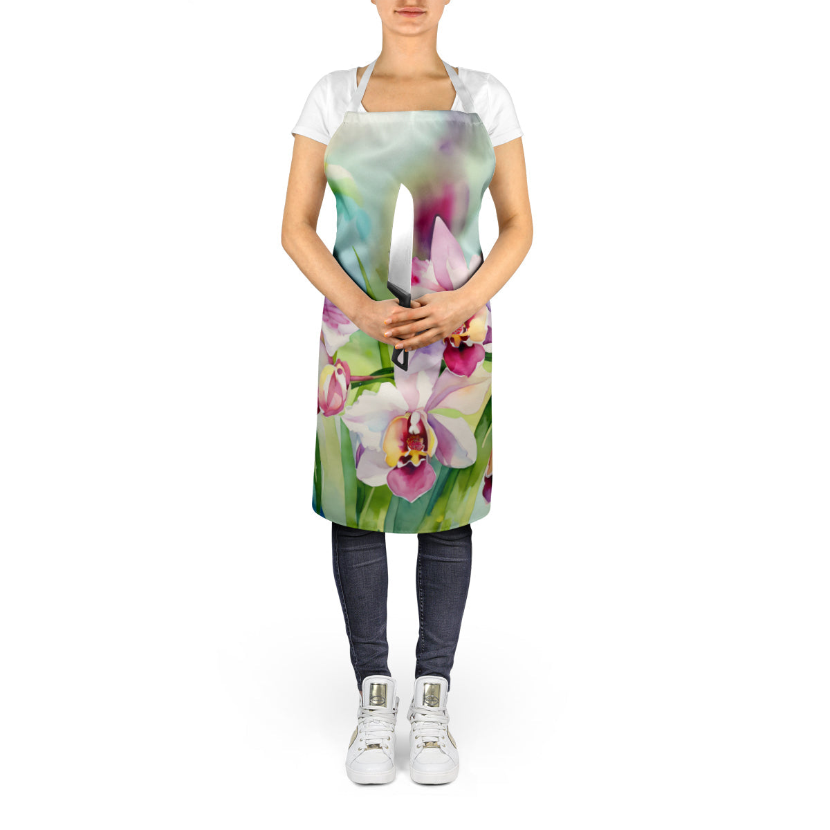 Orchids in Watercolor Apron by Caroline's Treasures