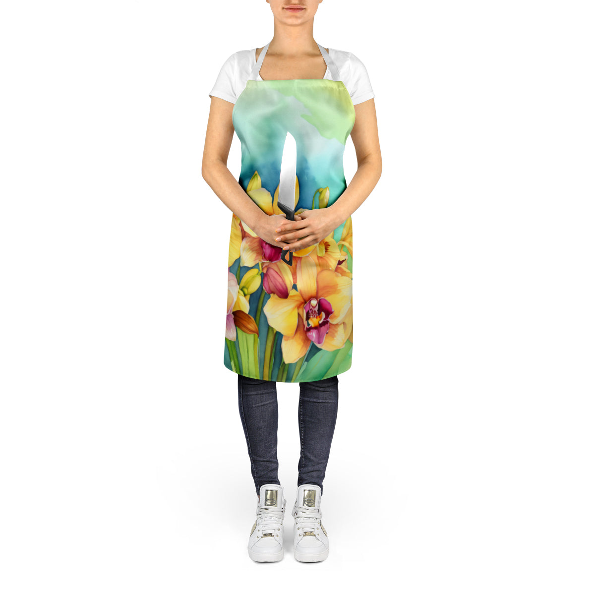 Orchids in Watercolor Apron by Caroline's Treasures