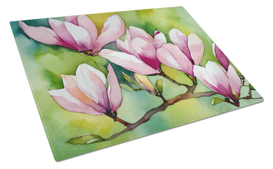 Mississippi Magnolia in Watercolor Glass Cutting Board Large by Caroline's Treasures