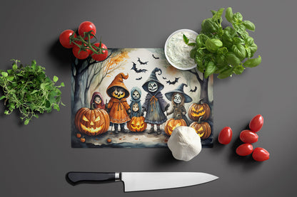 Trick or Treaters Spooky Halloween Glass Cutting Board Large by Caroline's Treasures