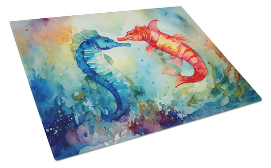 Seahorses Glass Cutting Board Large by Caroline's Treasures