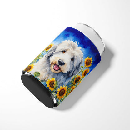 Old English Sheepdog in Sunflowers Can or Bottle Hugger by Caroline's Treasures