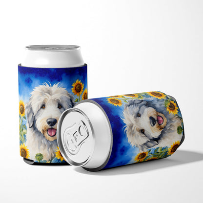 Old English Sheepdog in Sunflowers Can or Bottle Hugger by Caroline's Treasures