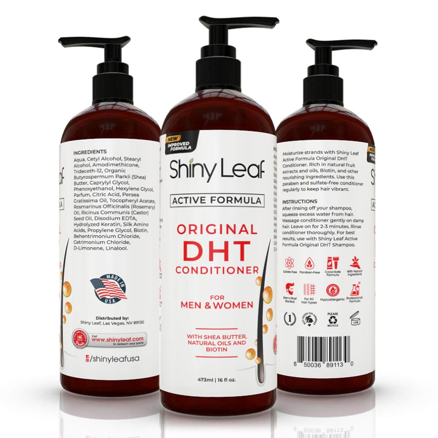 Active Formula DHT Blocker Conditioner for Hair Loss (16oz) by Shiny Leaf