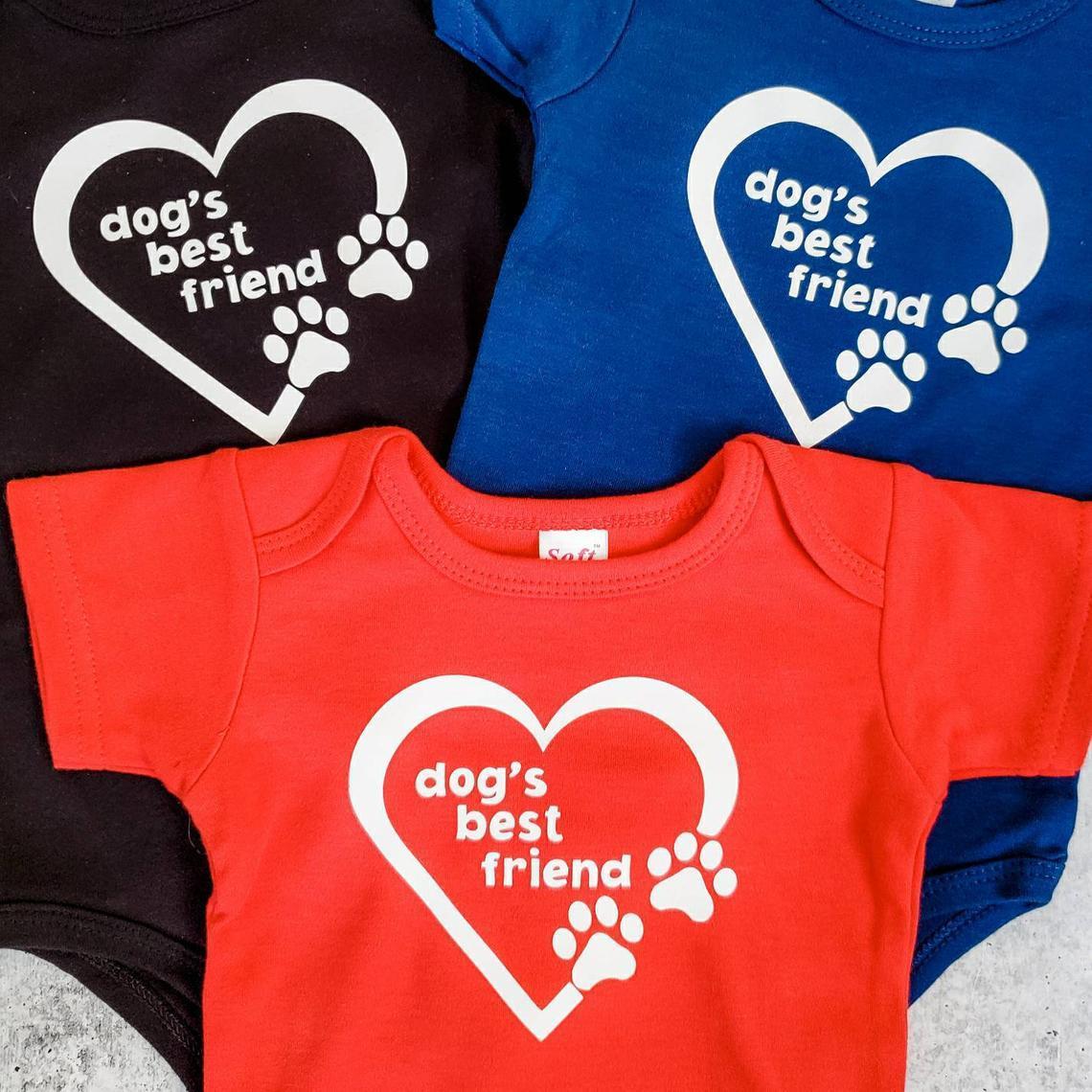 DOG'S BEST FRIEND Short Sleeve Baby Bodysuit by Salt and Sparkle