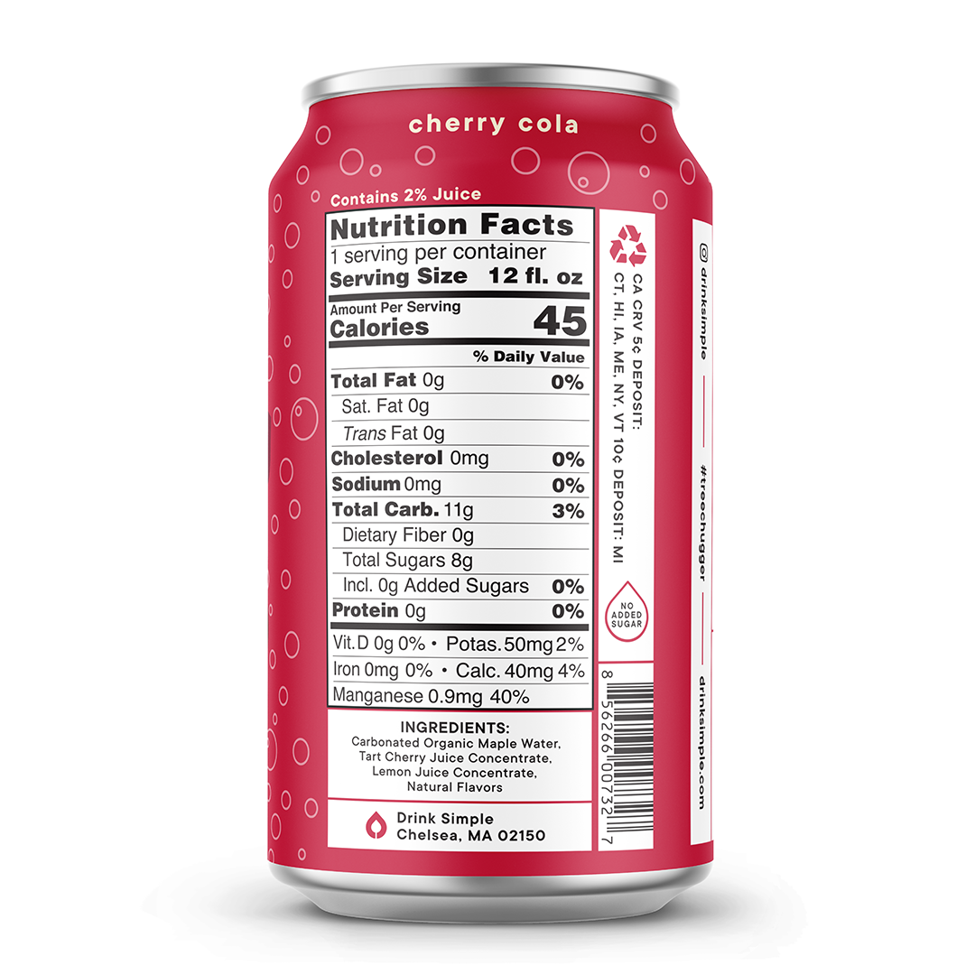 12 oz. Tart Cherry Vanilla Sparkling Maple Water - 12 Pack by Drink Simple