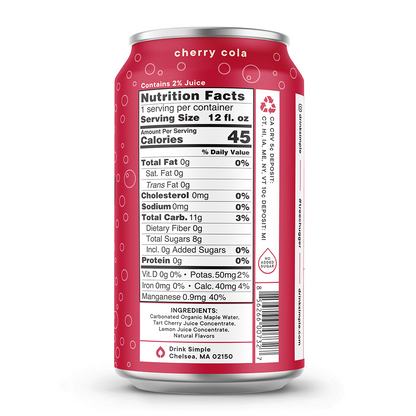 12 oz. Tart Cherry Vanilla Sparkling Maple Water - 12 Pack by Drink Simple