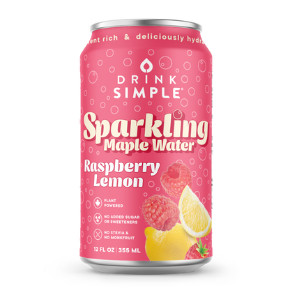 12 oz. Raspberry Lemon Sparkling Maple Water - 12 Pack by Drink Simple