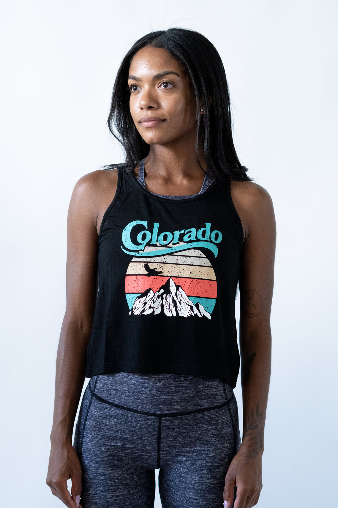 Colorado Mountain Crop Top Black by Colorado Threads Clothing