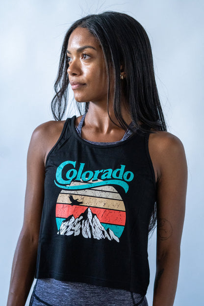 Colorado Mountain Crop Top Black by Colorado Threads Clothing