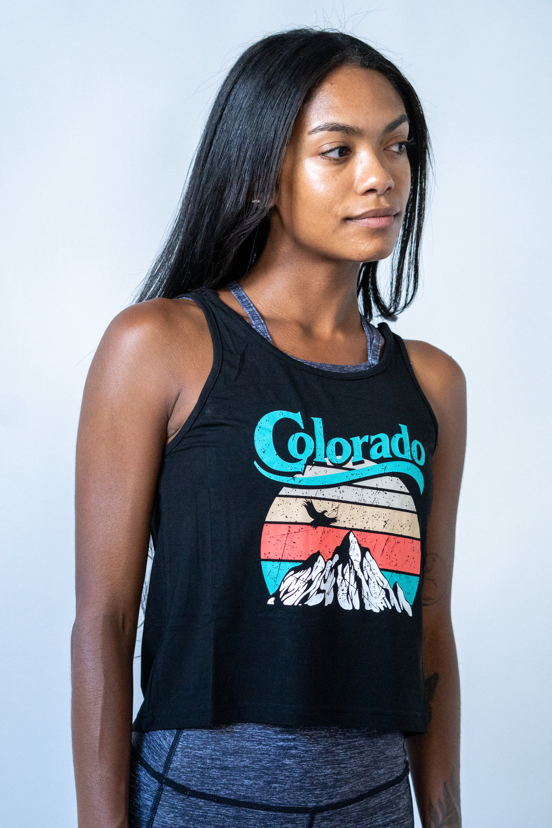 Colorado Mountain Crop Top Black by Colorado Threads Clothing