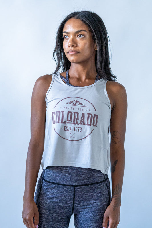 Colorado Vintage Series Crop Top Grey by Colorado Threads Clothing