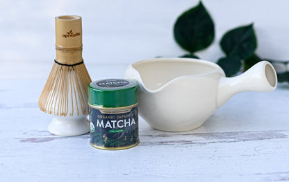 White Matcha Bowl with Spout by Aprika Life