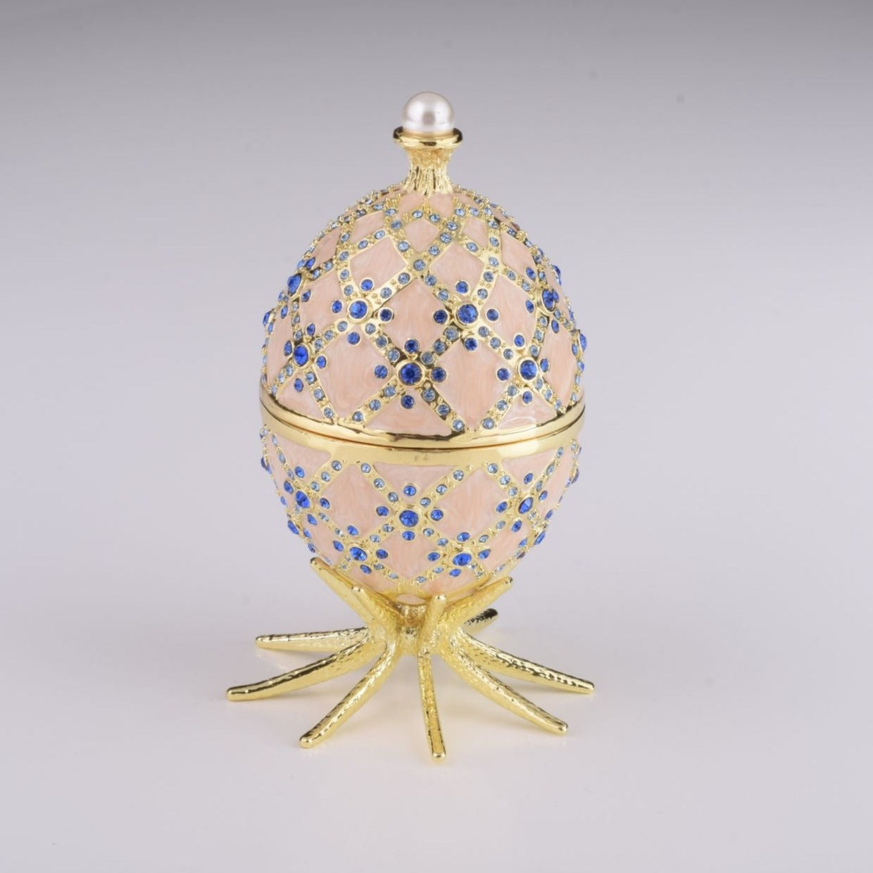 Pink Faberge Egg with Clock Inside by Keren Kopal