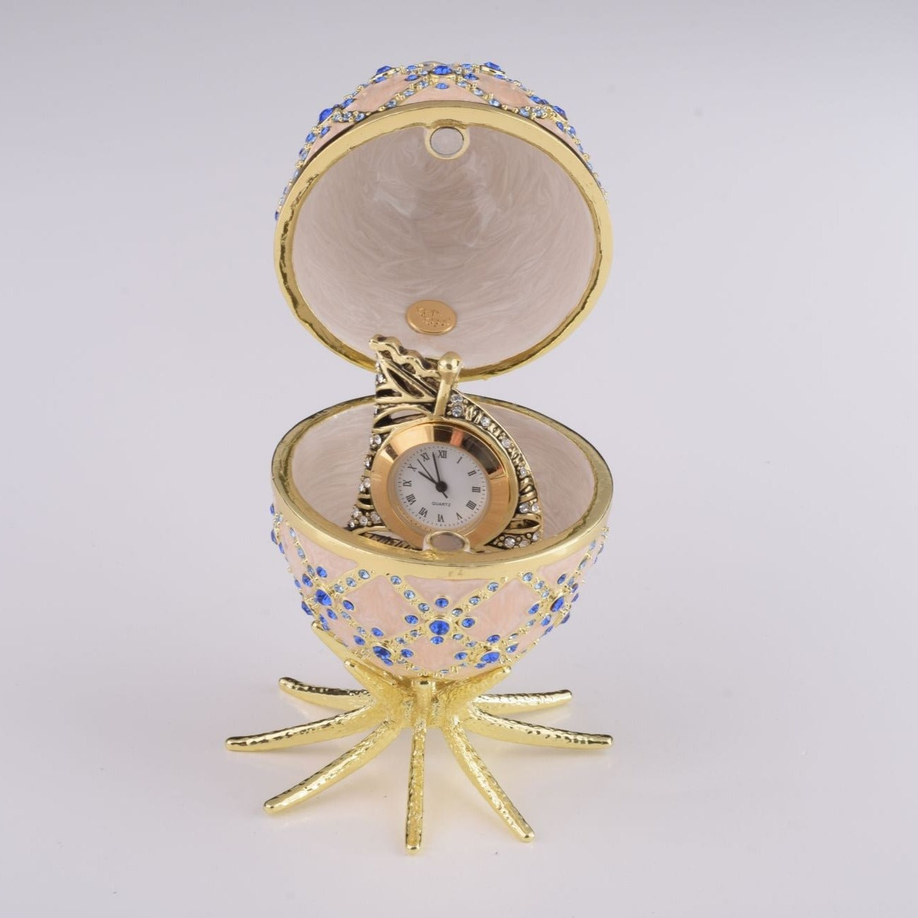 Pink Faberge Egg with Clock Inside by Keren Kopal