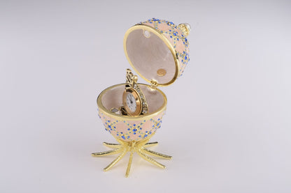 Pink Faberge Egg with Clock Inside by Keren Kopal