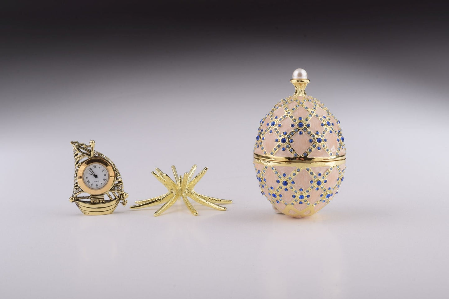 Pink Faberge Egg with Clock Inside by Keren Kopal