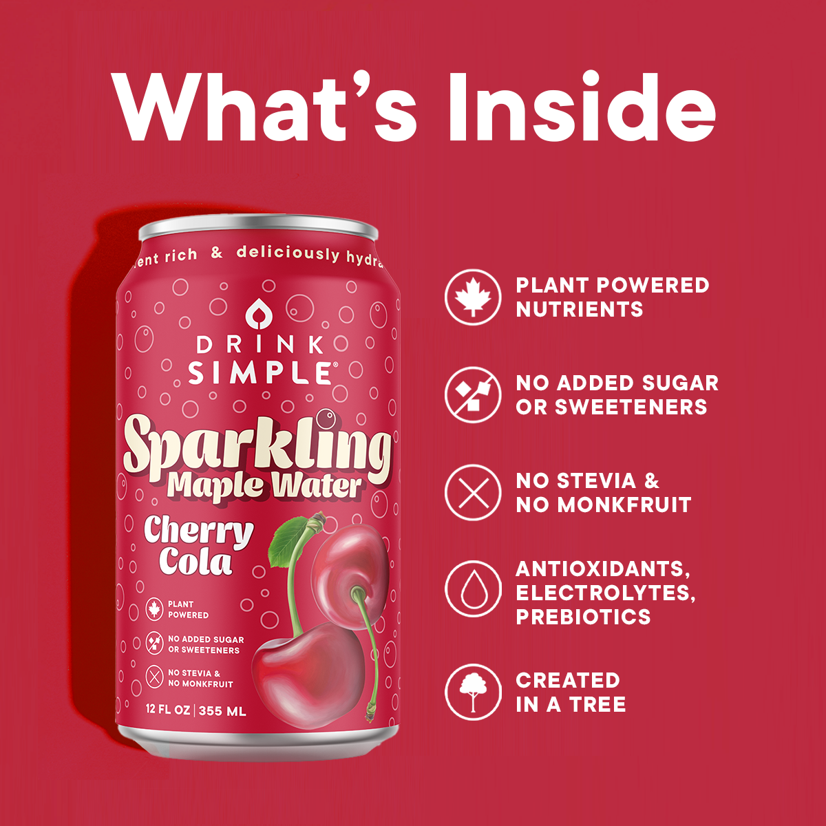 12 oz. Tart Cherry Vanilla Sparkling Maple Water - 12 Pack by Drink Simple