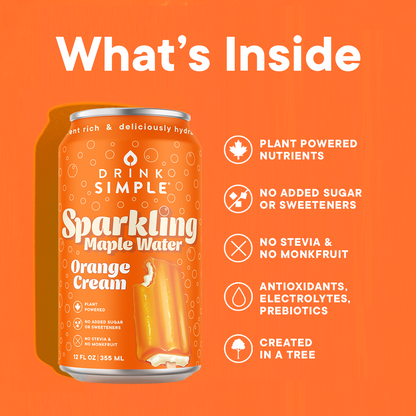 12 oz. Orange Cream Sparkling Maple Water - 12 Pack by Drink Simple