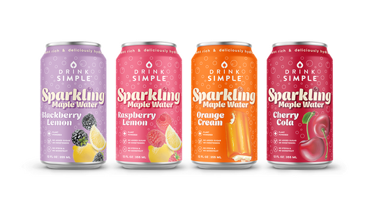 Mixed 12 Pack Sparkling Maple Waters- 4 Flavors: Cherry Cola, Raspberry Lemon, Blackberry Lemon, and Orange Cream by Drink Simple