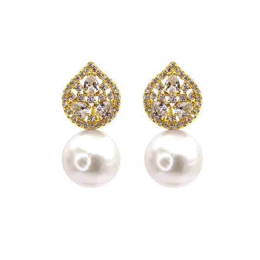 Elegant Shiny Pearl Drop Earrings by VicStoneNYC Fine Jewelry