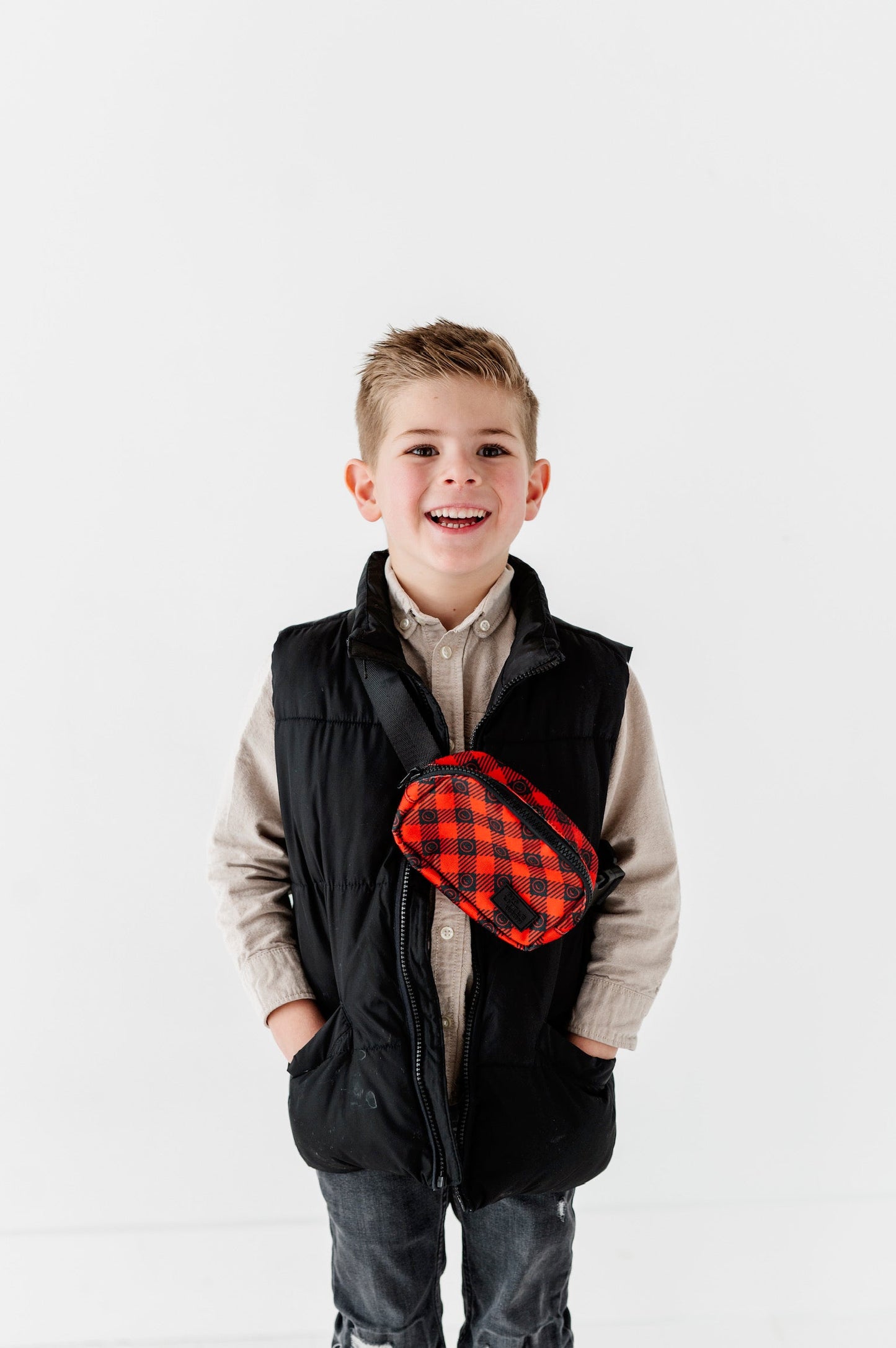 The Camp Bag - Buffalo Plaid Kids Fanny Bag by Big Little Wish