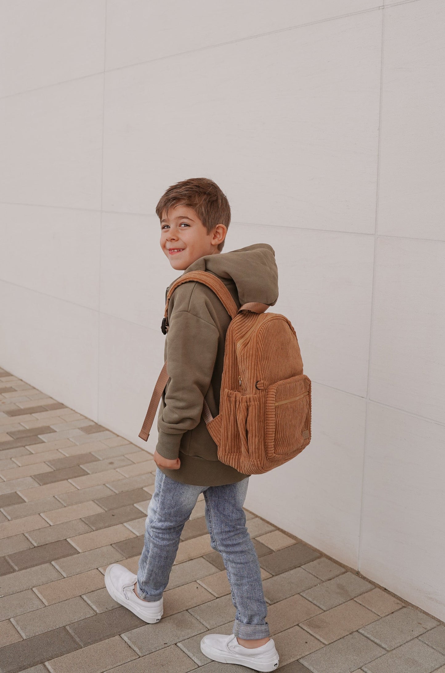 The Play Date Mini Corduroy Backpack- Camel by Big Little Wish