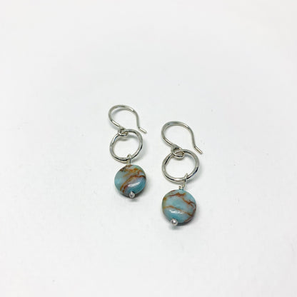 Turquoise Disc Drop Earrings by Jennifer Cervelli Jewelry