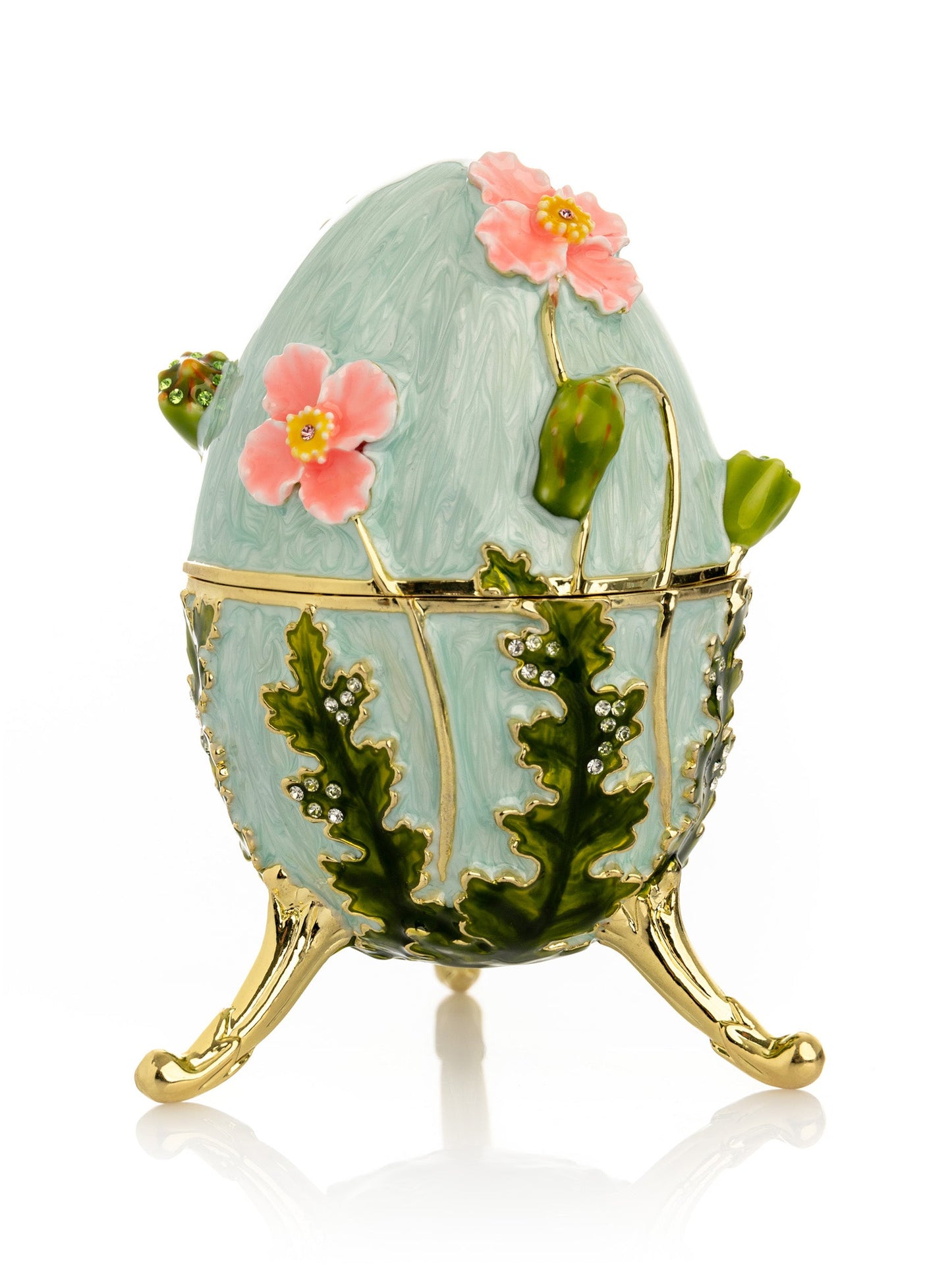 Turquoise Faberge Egg with Flowers by Keren Kopal