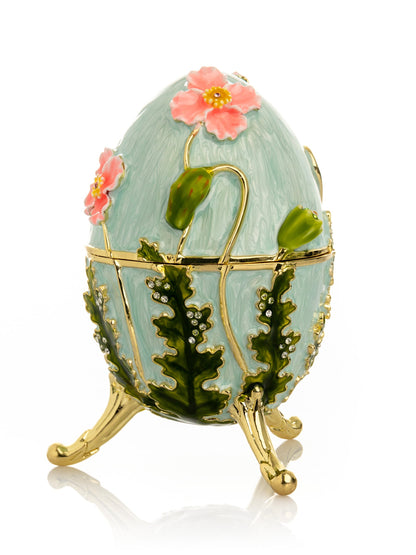 Turquoise Faberge Egg with Flowers by Keren Kopal