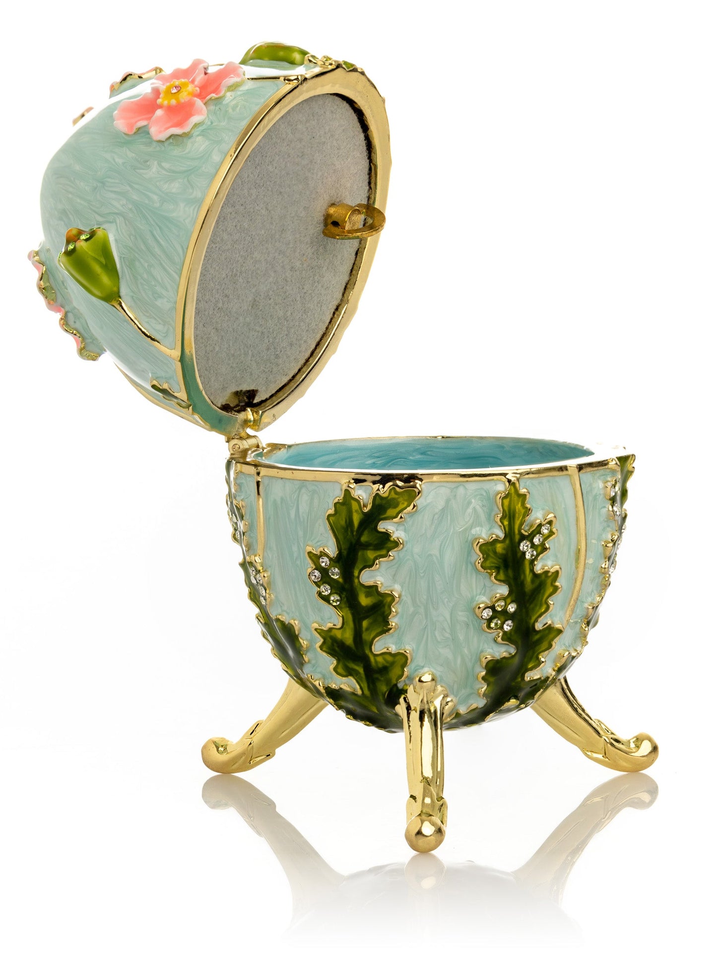 Turquoise Faberge Egg with Flowers by Keren Kopal