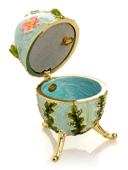 Turquoise Faberge Egg with Flowers by Keren Kopal