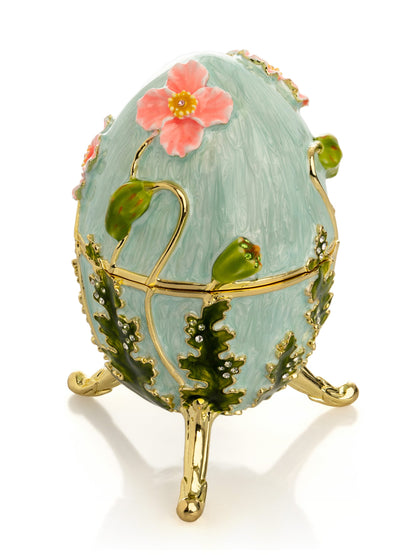 Turquoise Faberge Egg with Flowers by Keren Kopal