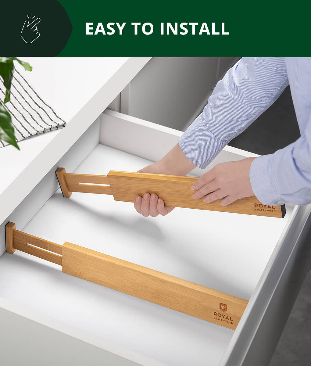 Expandable Drawer Dividers Set of 4 Natural Color by Royal Craft Wood