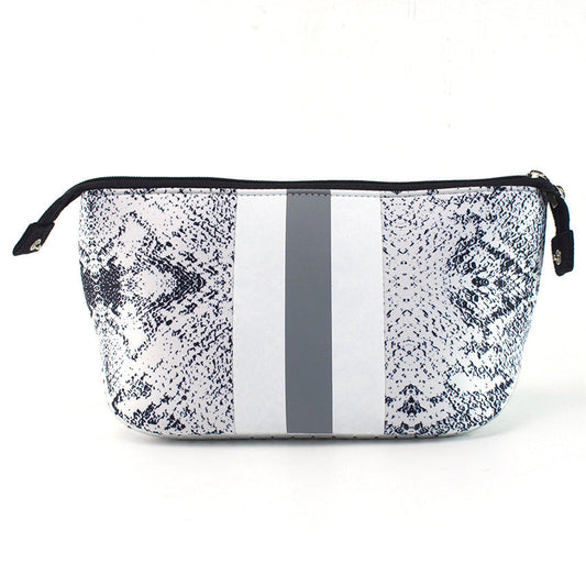 The Maria Neoprene Cosmetic Bag - Silver Snakeskin by Babs+Birdie