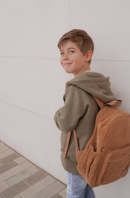 The Play Date Mini Corduroy Backpack- Camel by Big Little Wish