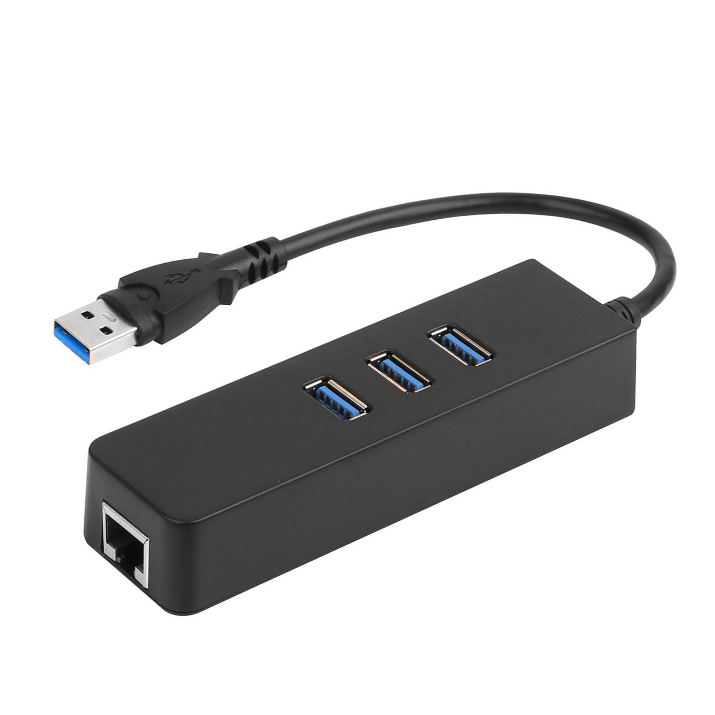 3-Port USB 3.0 Hub + Gigabit Ethernet Adapter - 10/100/1000 Mbps LAN Converter - RJ45 Wired USB Network Adapter - Black by VYSN