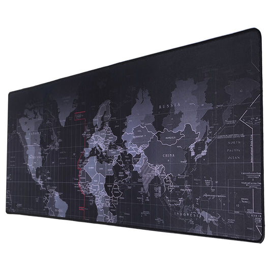 World Map Gaming Mouse Pad 31.0"x11.5" (3.0mm) - Non-Slip Rubber Base, Durable Stitched Edges, Smooth Surface - Black by VYSN