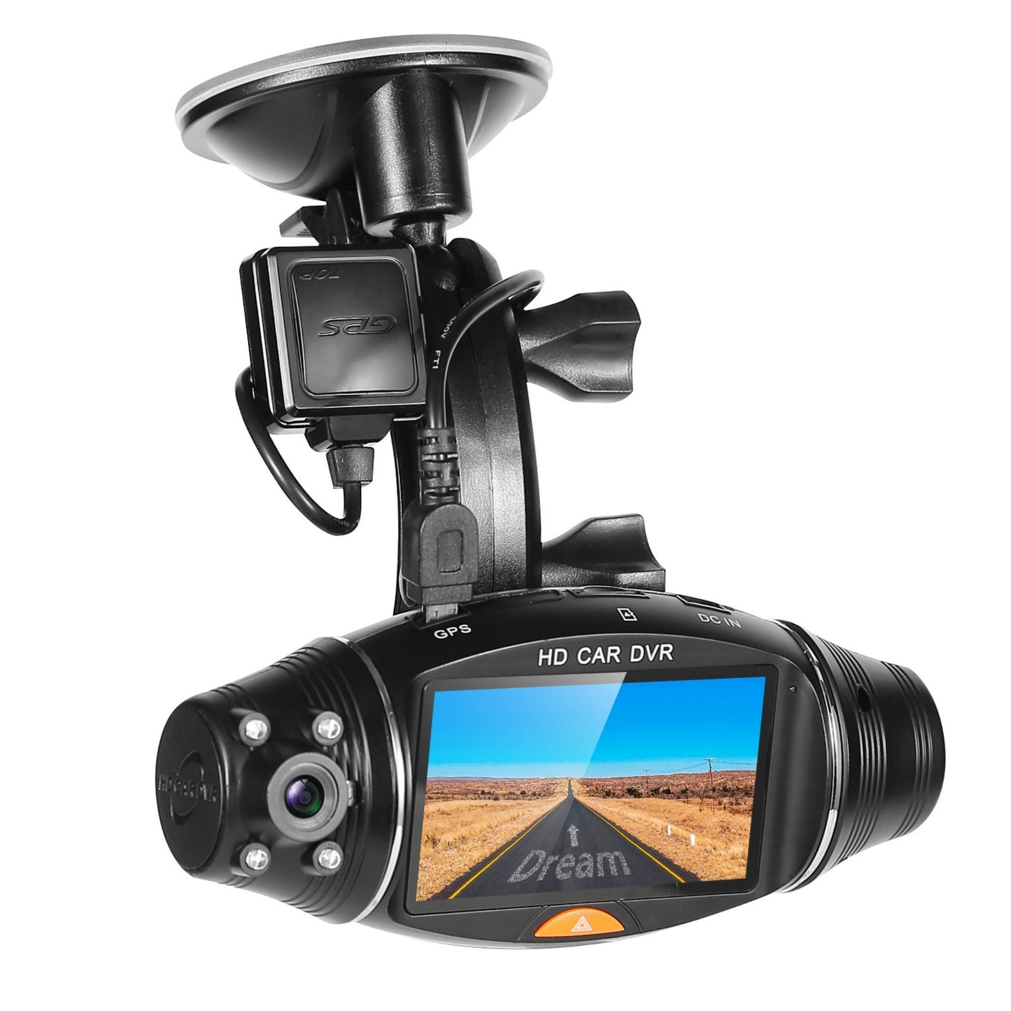 FHD 1080P Dual Lens Car DVR with GPS, G-Sensor, Night Vision - Video Recorder - Black by VYSN