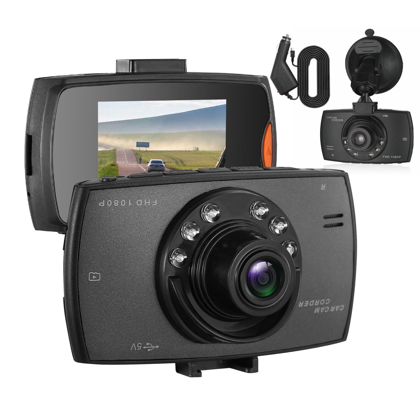 1080P Car DVR Dash Cam 90° Loop Rec. Night Vision - Black by VYSN