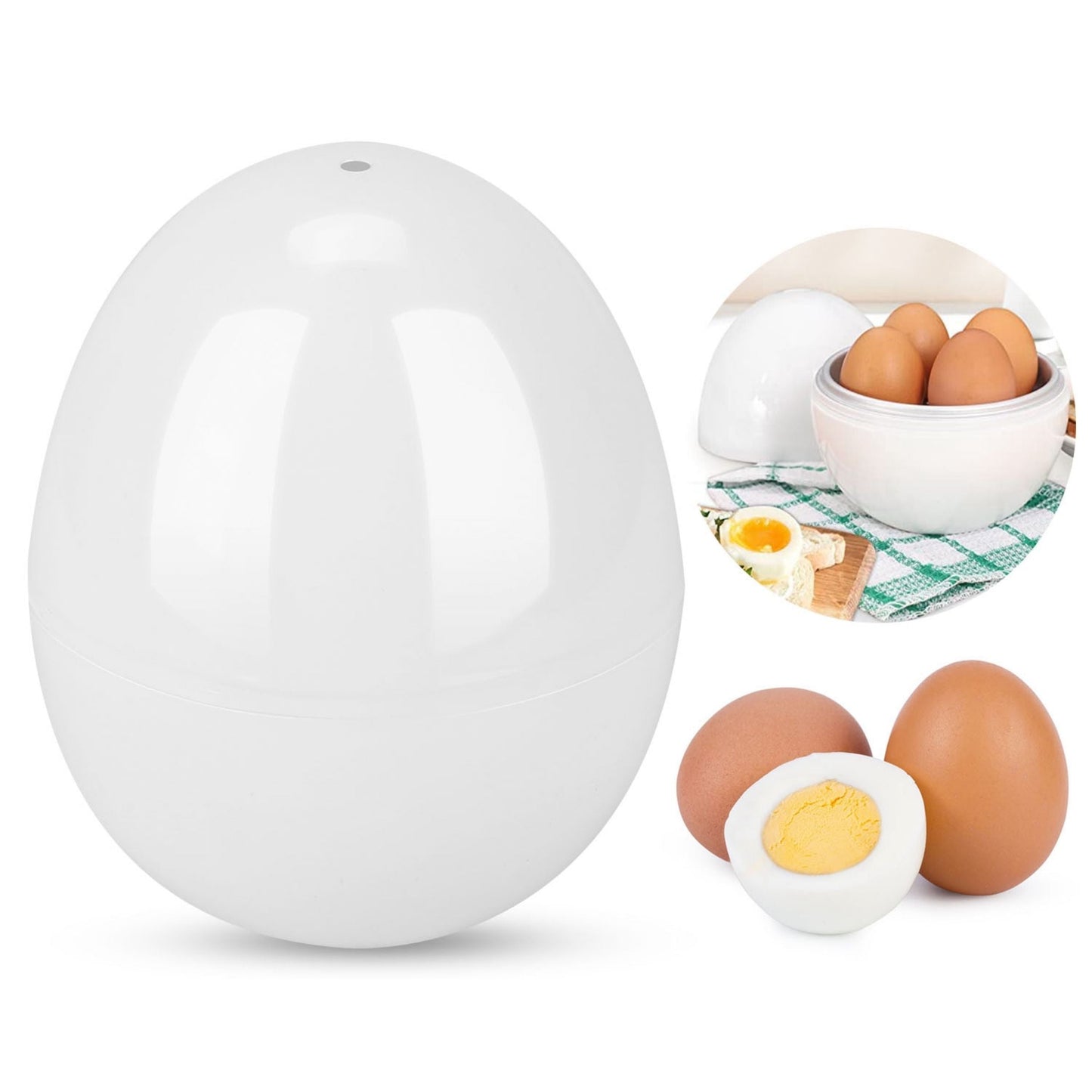 Soft, Medium, Hard Egg Steamer Cooker for up to 4 Eggs - Ball Shape, Microwave - Dishwasher Safe (Specs: Microwave Egg Boiler) - White by VYSN