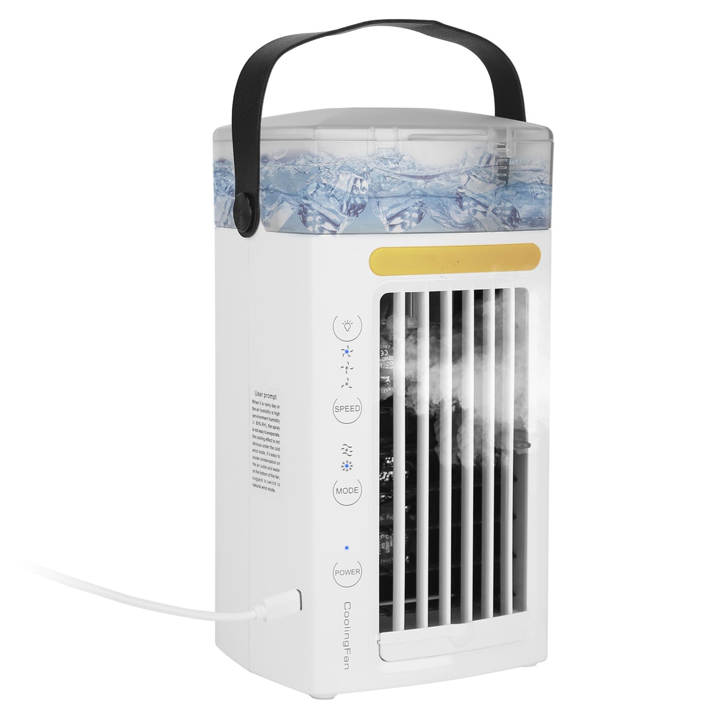 Portable 4-in-1 Air Cooler: Mist Cooling, 3 Speeds, Nightlight - White by VYSN